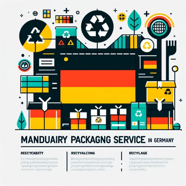 DALL·E 2024 02 05 09.14.32 Design an image for the Mandatory Packaging Service in Germany using Material Design principles. The image should visually communicate the essential