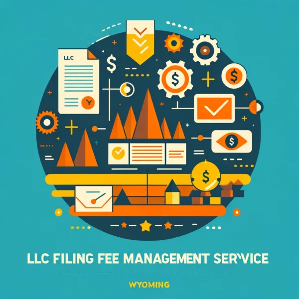 DALL·E 2024 02 05 12.29.01 Design an image for the LLC Filing Fee Management Service Wyoming product adhering to Material Design principles. This image should visually depi