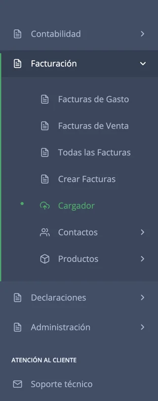 barra lateral facturación app muay tax