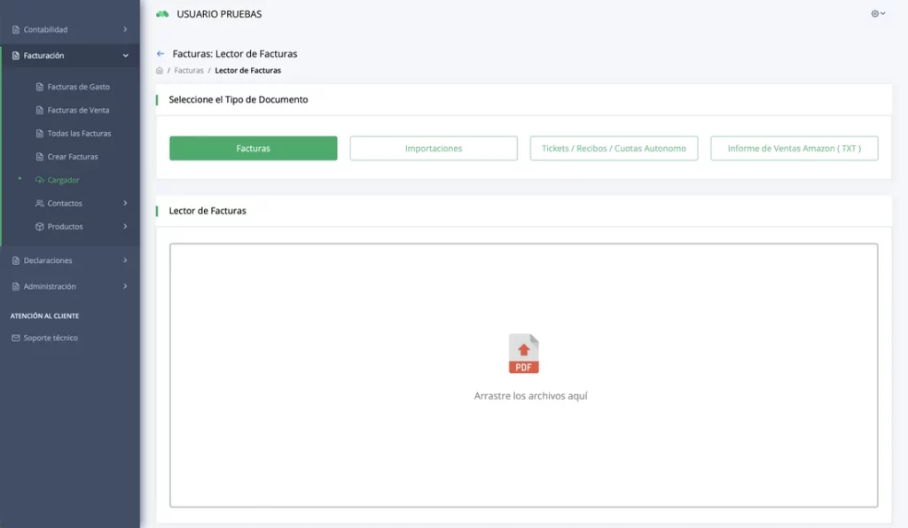 cargador de facturas app muay tax